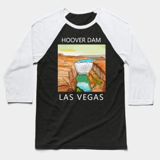 Hoover Dam on the Colorado River, on the Nevada-Arizona border. This dam creates Lake Mead. - WelshDesigns Baseball T-Shirt